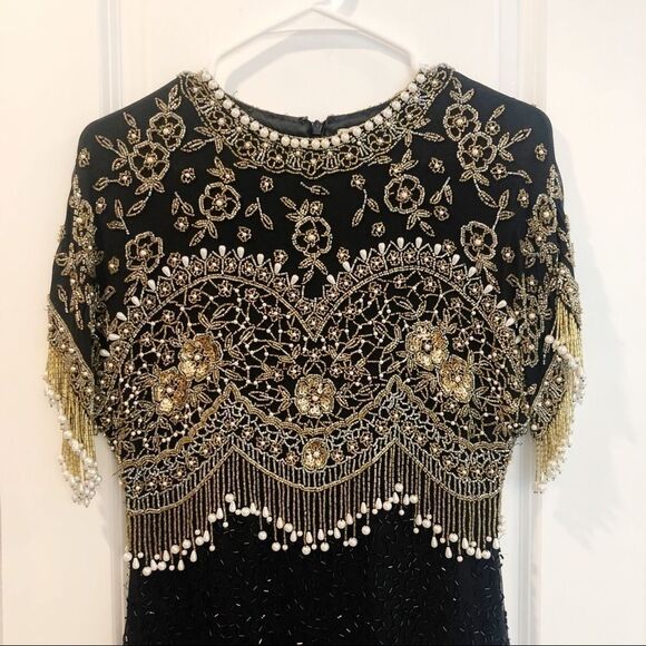 Vintage Black Tie He-ro Industries Beaded Dress - Picture 2 of 6